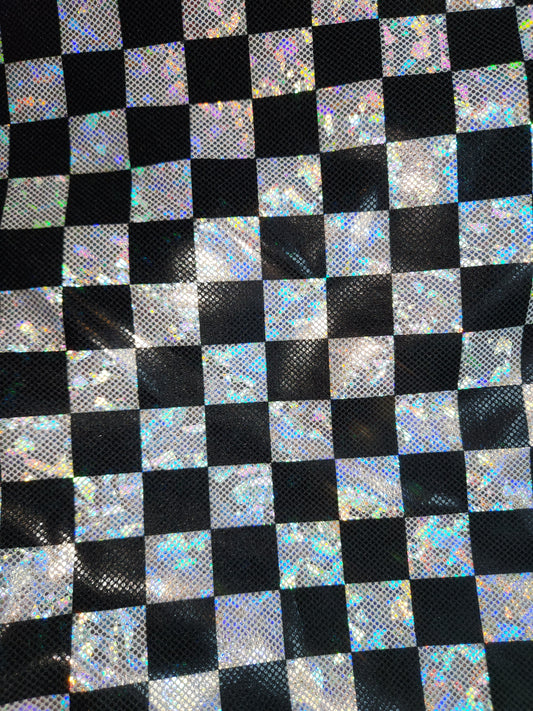 Black White Checker Tail Bag Holographic