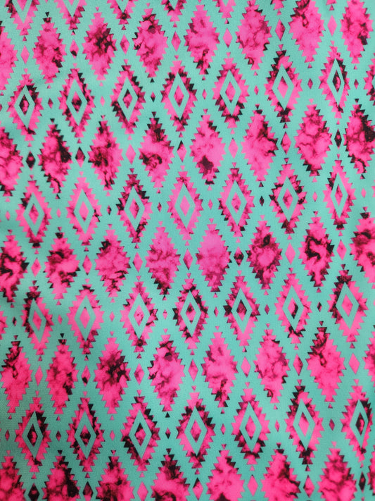Pink Teal Aztec Tail Bag