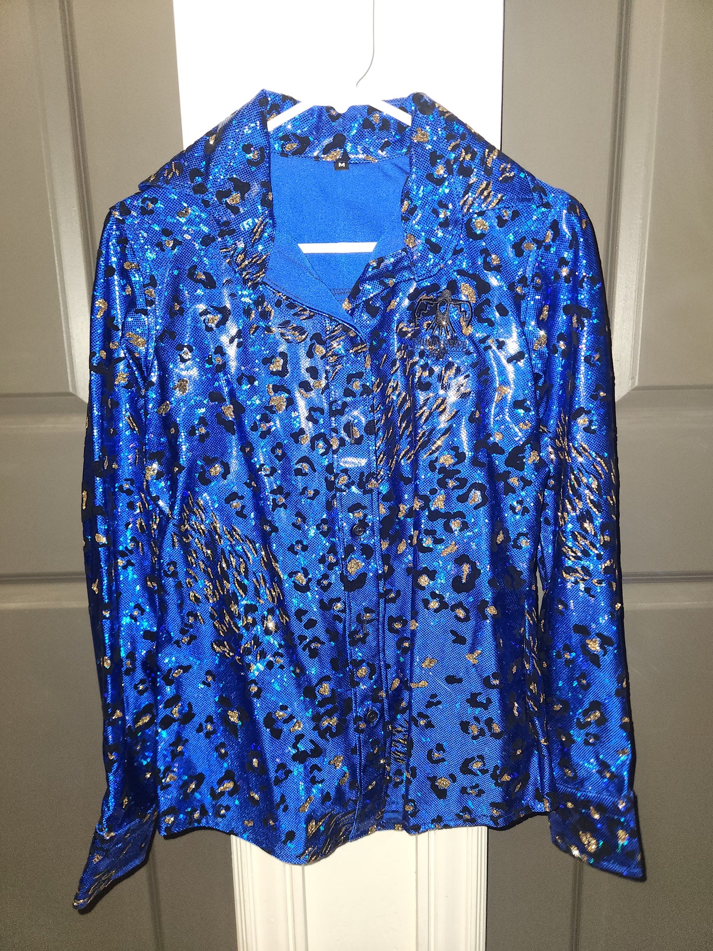 Thunderbird Rodeo Shirt Royal Blue Gold Cheetah Size Medium