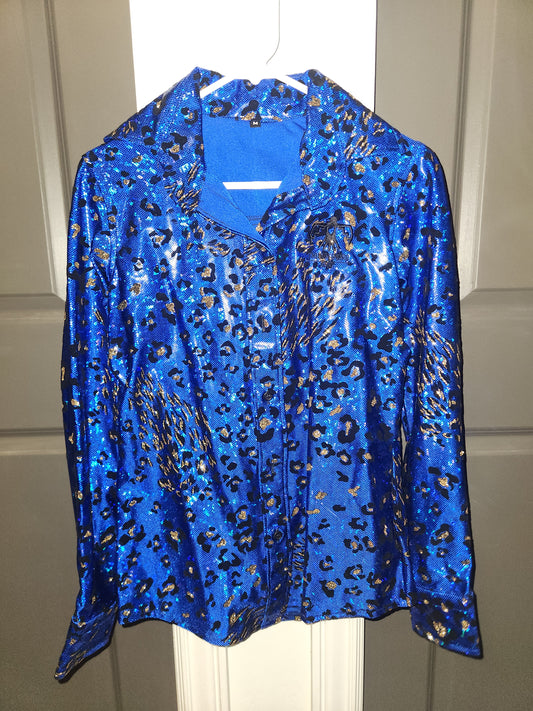Thunderbird Rodeo Shirt Royal Blue Gold Cheetah Size Medium