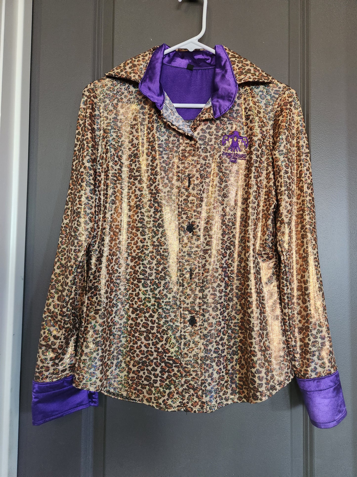 Thunderbird Rodeo Shirt Cheetah Holographic with Purple Size Medium