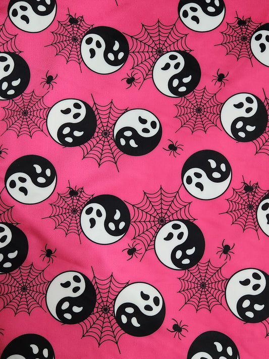 Ying Yang Ghosts on Hot Pink Tail Bag