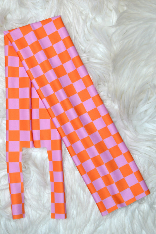 Pink Orange Iridescent and Pink Orange Checker Mane Bags Set of 6