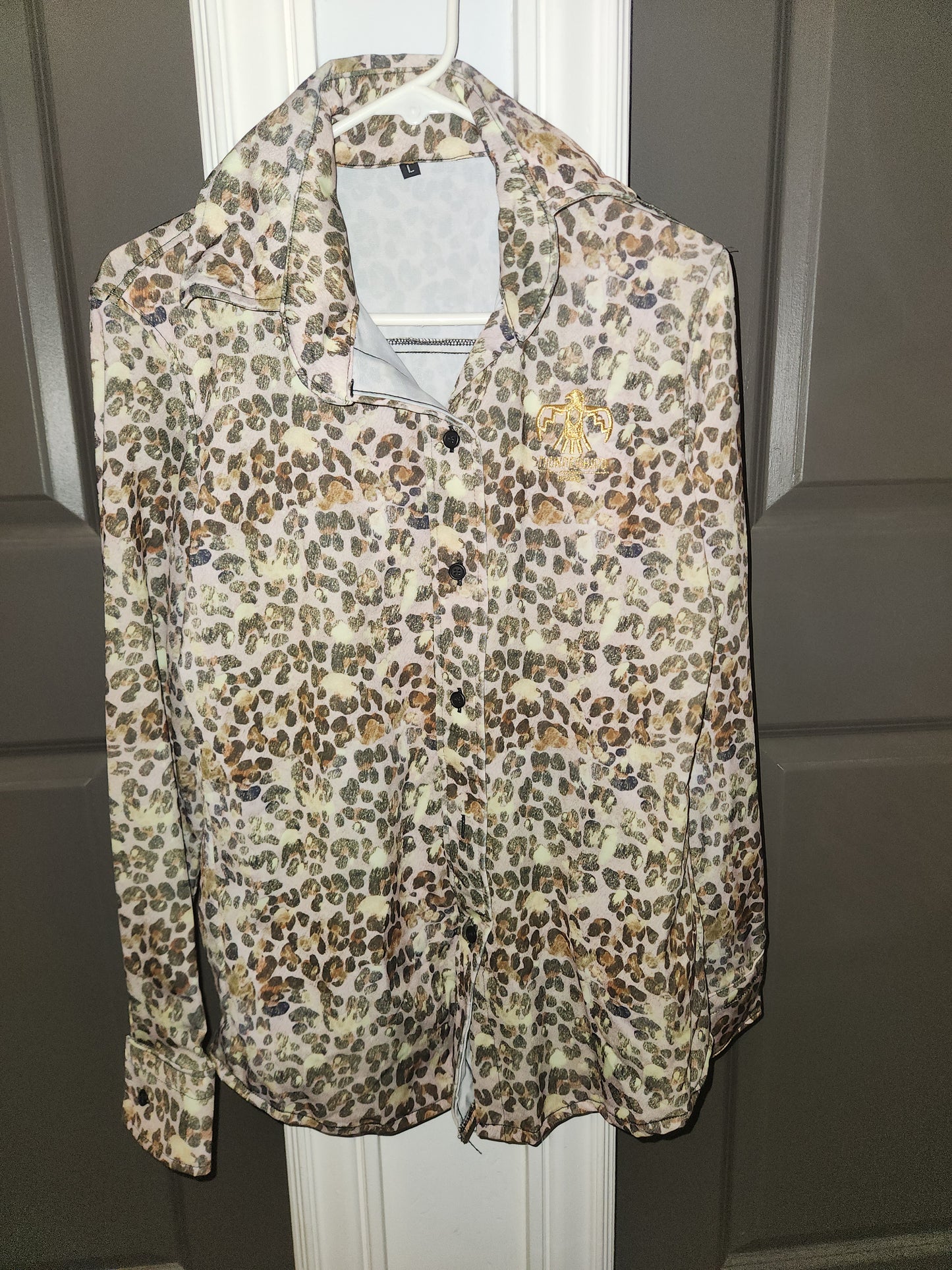 Thunderbird Rodeo Shirt Gold Cheetah Size Medium