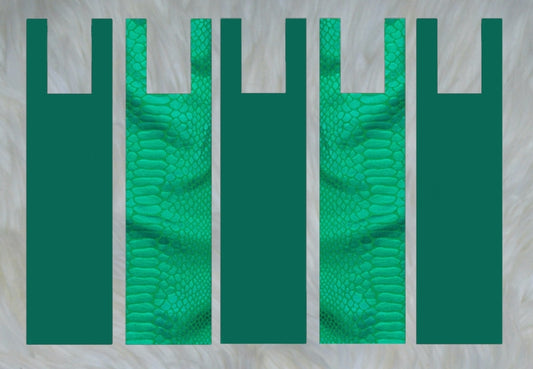 Green Croc X Solid Dark Green Mane Bags Set of 5
