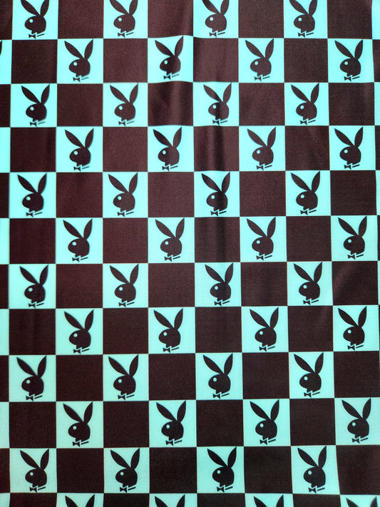 Teal Bunny Checker Tail Bag