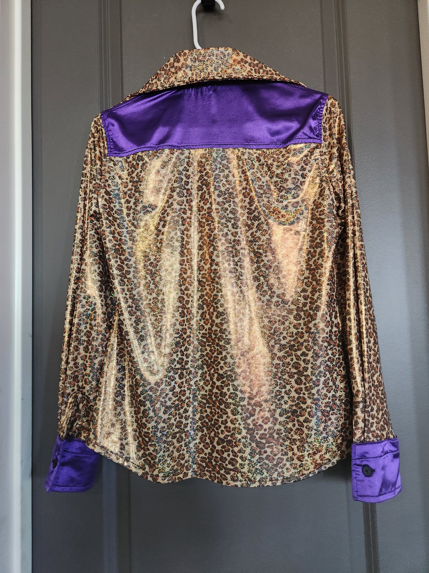Thunderbird Rodeo Shirt Cheetah Holographic with Purple Size Medium