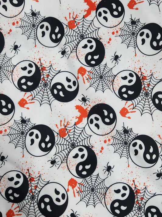 Ying Yang Ghosts on White Tail Bag