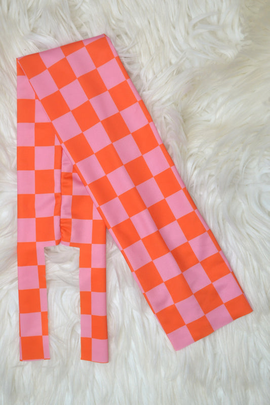 Pink & Orange Checkered Tail Bag