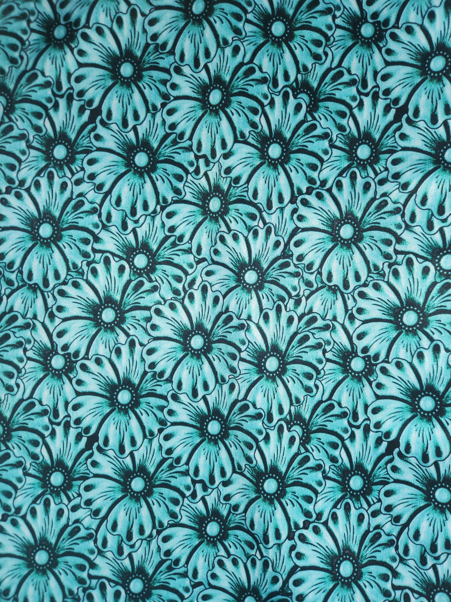 Teal Faux Leather Flower Tail Bag