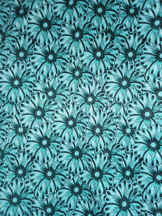 Teal Faux Leather Flower Tail Bag