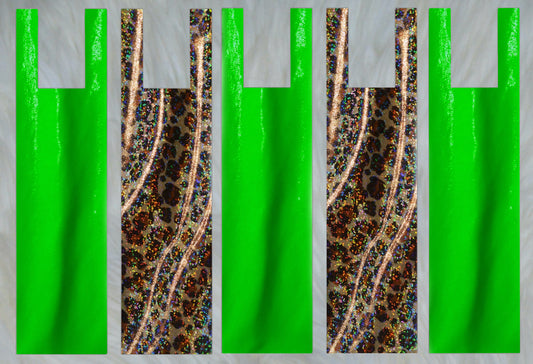 Cheetah Holographic X Neon Green Shimmer Mane Bags Set of 5