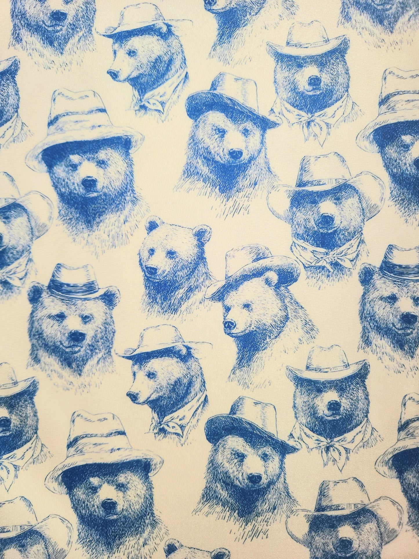 Beige Blue Country Bears Tail Bag