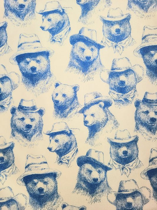 Beige Blue Country Bears Tail Bag