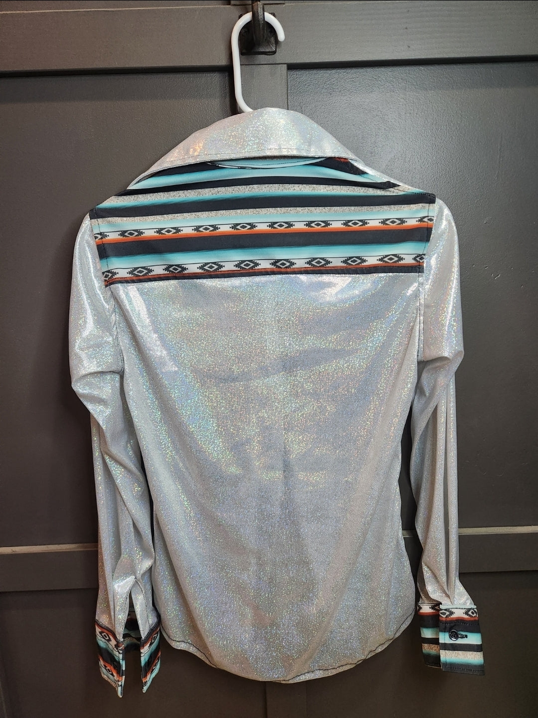 Thunderbird Rodeo Shirt White holo with aztec Size Small